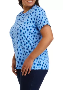 New 🔔 Kim Rogers® Plus Size Short Sleeve Printed Crew Neck T-Shirt 🔔 -Kim Rogers® Shop Belk 1013