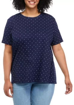 New 🔔 Kim Rogers® Plus Size Short Sleeve Printed Crew Neck T-Shirt 🔔 -Kim Rogers® Shop Belk 1014