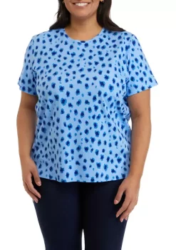 New 🔔 Kim Rogers® Plus Size Short Sleeve Printed Crew Neck T-Shirt 🔔 -Kim Rogers® Shop Belk 1017