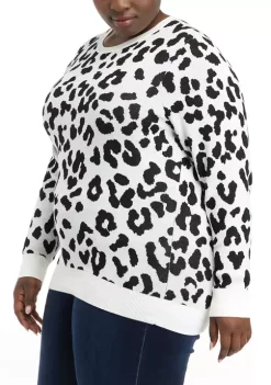 Promo 😀 Kim Rogers® Plus Size Long Sleeve Crew Neck Jacquard Sweater 🤩 -Kim Rogers® Shop Belk 1053