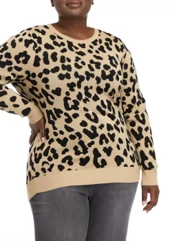 Promo 😀 Kim Rogers® Plus Size Long Sleeve Crew Neck Jacquard Sweater 🤩 -Kim Rogers® Shop Belk 1055