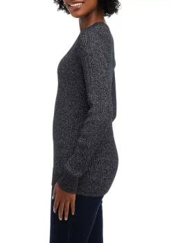 Best Pirce 💯 Kim Rogers® 👩 Women's Long Sleeve Cable Lurex® Sweater ⌛ -Kim Rogers® Shop Belk 1065