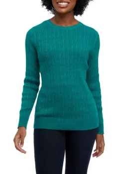 Best Pirce 💯 Kim Rogers® 👩 Women's Long Sleeve Cable Lurex® Sweater ⌛ -Kim Rogers® Shop Belk 1067