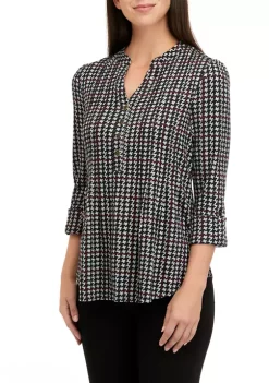 Deals 👏 Kim Rogers® 👩 Women's 3/4 Sleeve Henley Hacci Top 💯 -Kim Rogers® Shop Belk 1073