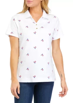 Hot Sale 🔔 Kim Rogers® 👩 Women's Short Sleeve Printed Polo 👚 Shirt ✔️ -Kim Rogers® Shop Belk 1092