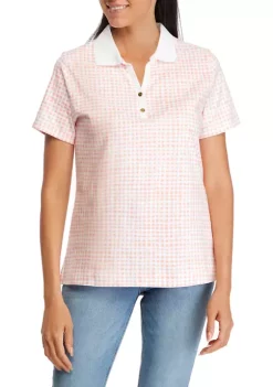 Hot Sale 🔔 Kim Rogers® 👩 Women's Short Sleeve Printed Polo 👚 Shirt ✔️ -Kim Rogers® Shop Belk 1093