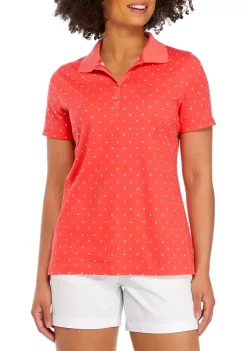 Hot Sale 🔔 Kim Rogers® 👩 Women's Short Sleeve Printed Polo 👚 Shirt ✔️ -Kim Rogers® Shop Belk 1095