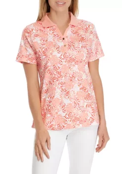 Hot Sale 🔔 Kim Rogers® 👩 Women's Short Sleeve Printed Polo 👚 Shirt ✔️ -Kim Rogers® Shop Belk 1098