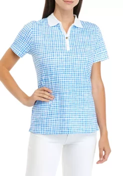 Hot Sale 🔔 Kim Rogers® 👩 Women's Short Sleeve Printed Polo 👚 Shirt ✔️ -Kim Rogers® Shop Belk 1099