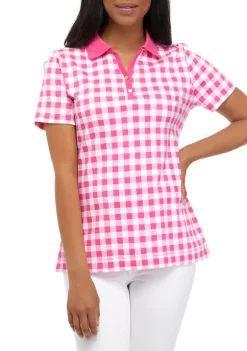 Hot Sale 🔔 Kim Rogers® 👩 Women's Short Sleeve Printed Polo 👚 Shirt ✔️ -Kim Rogers® Shop Belk 1101