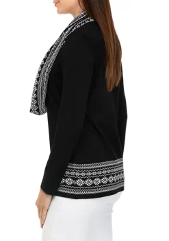 Promo 🎉 Kim Rogers® Petite Long Sleeve Sweater with Printed Scarf ❤️ -Kim Rogers® Shop Belk 1134