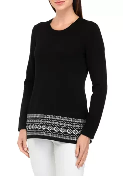 Promo 🎉 Kim Rogers® Petite Long Sleeve Sweater with Printed Scarf ❤️ -Kim Rogers® Shop Belk 1135
