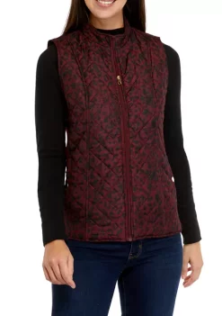 Wholesale 🧨 Kim Rogers® 👩 Women's Quilted Printed Ribbed Vest 🎁 -Kim Rogers® Shop Belk 116