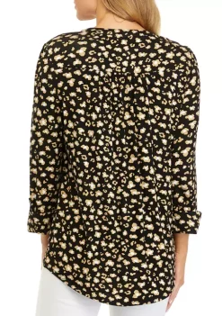 Deals 😉 Kim Rogers® 👩 Women's 3/4 Sleeve Henley Top ⭐ -Kim Rogers® Shop Belk 1193