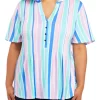 Best Pirce ❤️ Kim Rogers® Plus Size Henley Vertical Stripe Top 🧨 -Kim Rogers® Shop Belk 1199