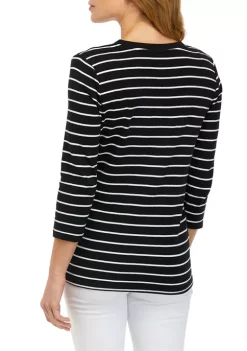 Coupon ❤️ Kim Rogers® 👩 Women's 3/4 Sleeve Henley 👚 Shirt 😉 -Kim Rogers® Shop Belk 1211