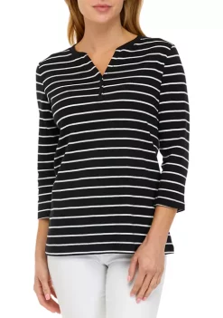 Coupon ❤️ Kim Rogers® 👩 Women's 3/4 Sleeve Henley 👚 Shirt 😉 -Kim Rogers® Shop Belk 1213