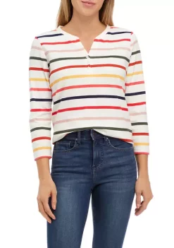Coupon ❤️ Kim Rogers® 👩 Women's 3/4 Sleeve Henley 👚 Shirt 😉 -Kim Rogers® Shop Belk 1214