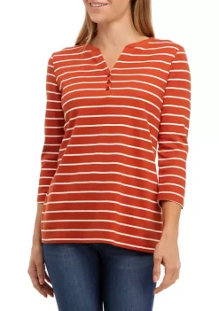 Coupon ❤️ Kim Rogers® 👩 Women's 3/4 Sleeve Henley 👚 Shirt 😉 -Kim Rogers® Shop Belk 1215
