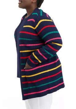 Cheapest 👏 Kim Rogers® Plus Size Long Sleeve Cable Striped Cardigan ❤️ -Kim Rogers® Shop Belk 1223