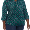 Best deal 💯 Kim Rogers® Plus Size 3/4 Sleeve Henley Hacci Top 🔥 -Kim Rogers® Shop Belk 1225