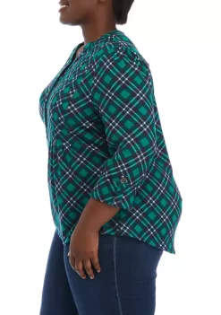 Best deal 💯 Kim Rogers® Plus Size 3/4 Sleeve Henley Hacci Top 🔥 -Kim Rogers® Shop Belk 1227
