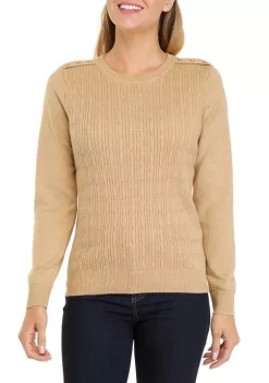Buy 🎉 Kim Rogers® Petite Long Sleeve Cable Knit Crew Neck Sweater 😍 -Kim Rogers® Shop Belk 1238