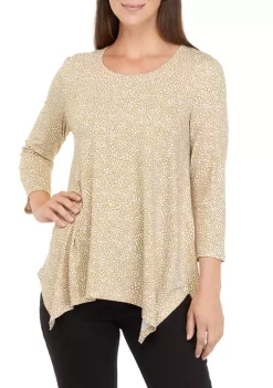 Cheapest 🎉 Kim Rogers® 👩 Women's 3/4 Sleeve Printed Shark Bite Top ⭐ -Kim Rogers® Shop Belk 1247