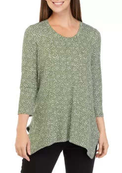 Cheapest 🎉 Kim Rogers® 👩 Women's 3/4 Sleeve Printed Shark Bite Top ⭐ -Kim Rogers® Shop Belk 1249
