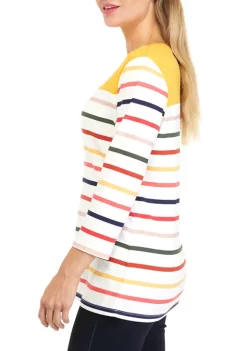 Flash Sale 🤩 Kim Rogers® 👩 Women's 3/4 Sleeve Color Block Yoke T-Shirt ⭐ -Kim Rogers® Shop Belk 1253