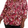 Cheapest 😀 Kim Rogers® Plus Size 3/4 Sleeve Floral Split Neck Top ✨