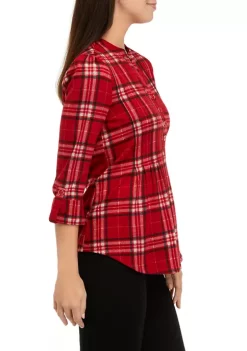 Wholesale 🎁 Kim Rogers® 👩 Women's 3/4 Sleeve Henley Hacci Top 🧨 -Kim Rogers® Shop Belk 1268
