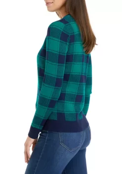 Cheap 🌟 Kim Rogers® Petite Long Sleeve Crew Neck Jacquard Sweater ✨ -Kim Rogers® Shop Belk 1290