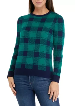 Cheap 🌟 Kim Rogers® Petite Long Sleeve Crew Neck Jacquard Sweater ✨ -Kim Rogers® Shop Belk 1291