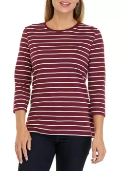 Discount 🎁 Kim Rogers® 👩 Women's 3/4 Sleeve Crew Neck T-Shirt 🧨 -Kim Rogers® Shop Belk 1301