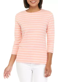 Discount 🎁 Kim Rogers® 👩 Women's 3/4 Sleeve Crew Neck T-Shirt 🧨 -Kim Rogers® Shop Belk 1302