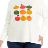 Best Sale 🤩 Kim Rogers® Plus Size Long Sleeve Crew Neck Graphic T-Shirt 💯
