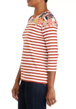 New 🌟 Kim Rogers® Petite 3/4 Sleeve Stripe Bumble Bee T-Shirt 👏 -Kim Rogers® Shop Belk 1335