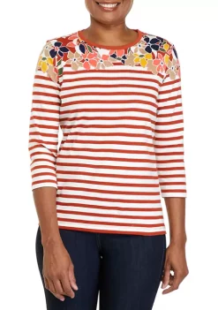 New 🌟 Kim Rogers® Petite 3/4 Sleeve Stripe Bumble Bee T-Shirt 👏 -Kim Rogers® Shop Belk 1336