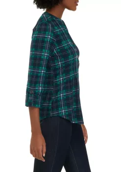 Wholesale 👏 Kim Rogers® Petite 3/4 Sleeve Henley Hacci Top 👍 -Kim Rogers® Shop Belk 1352