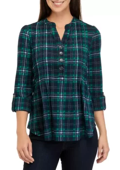 Best deal 💯 Kim Rogers® 👩 Women's 3/4 Sleeve Henley Hacci Top 🔥