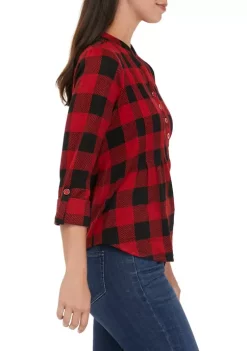 Budget 🛒 Kim Rogers® Petite 3/4 Sleeve Henley Hacci Top 😍 -Kim Rogers® Shop Belk 1367