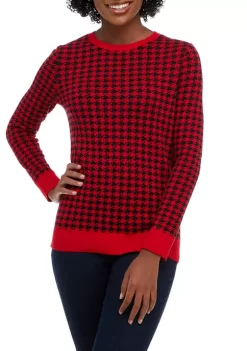 Coupon 🌟 Kim Rogers® Petite Long Sleeve Crew Neck Jacquard Sweater 🤩 -Kim Rogers® Shop Belk 1403