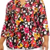 Best deal ✔️ Kim Rogers® Plus Size 3/4 Sleeve Floral Henley 👕 Shirt 😉 -Kim Rogers® Shop Belk 1413