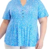 Top 10 🤩 Kim Rogers® Plus Size Short Sleeve Print Henley Top ✨ -Kim Rogers® Shop Belk 1417