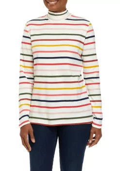 Outlet ✔️ Kim Rogers® 👩 Women's Long Sleeve Mock Neck 👚 Shirt 😉