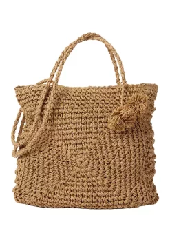 Buy 🛒 Kim Rogers® Crochet Straw Tote with Tassel 🧨