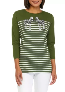 New 💯 Kim Rogers® 👩 Women's 3/4 Sleeve Crew Neck Graphic 👕 Shirt ⭐