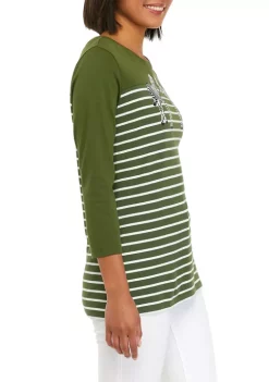 New 💯 Kim Rogers® 👩 Women's 3/4 Sleeve Crew Neck Graphic 👕 Shirt ⭐ -Kim Rogers® Shop Belk 1450