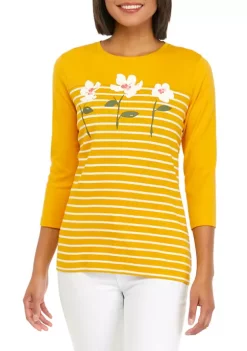 New 💯 Kim Rogers® 👩 Women's 3/4 Sleeve Crew Neck Graphic 👕 Shirt ⭐ -Kim Rogers® Shop Belk 1451